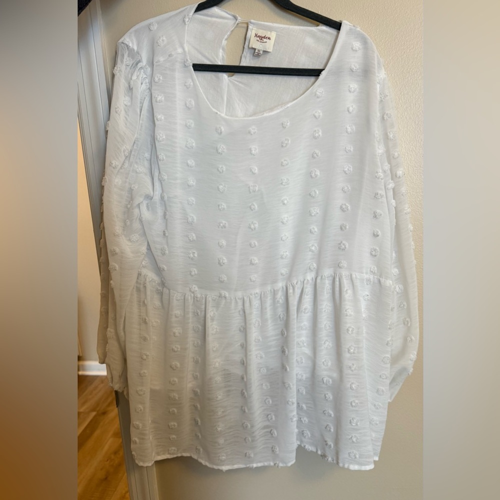 Hayden Ivory Textured Peplum Blouse